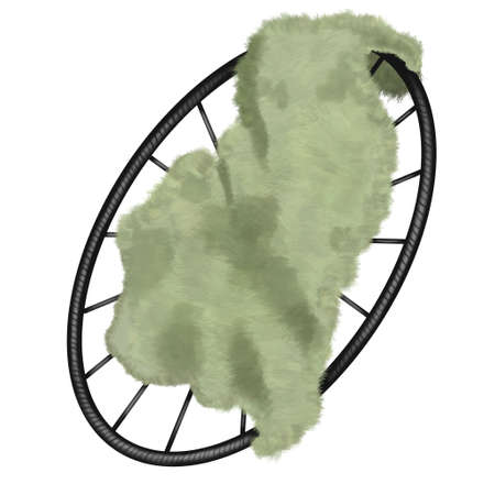 watercolor illustration of a baby cradle on top. childrens furniture. bed for animalsの写真素材