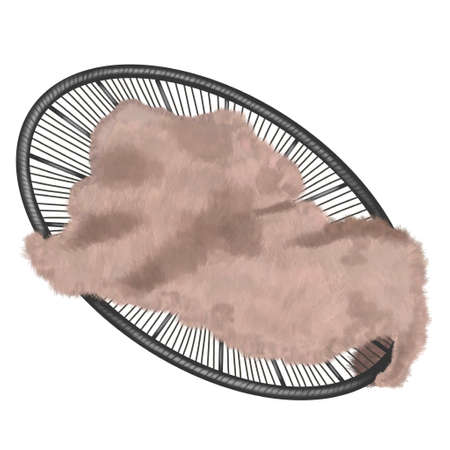 watercolor illustration of a baby cradle on top. childrens furniture. bed for animalsの写真素材