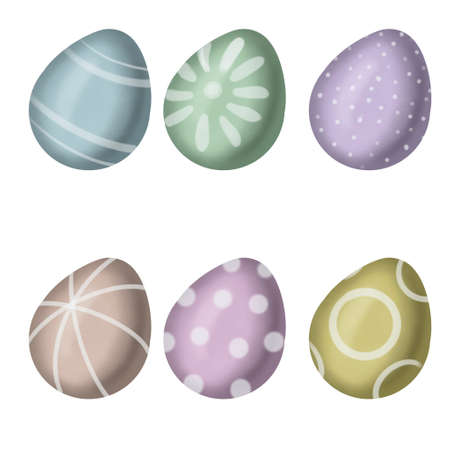 A set of watercolor Easter eggs. painted eggs for Easterの写真素材