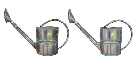 Watercolor illustration of an iron watering can. Iron watering can for gardenの写真素材