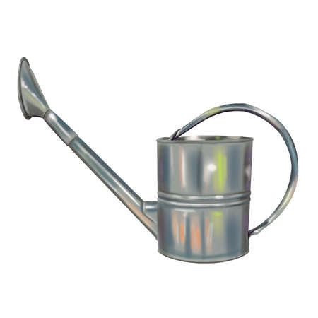 Watercolor illustration of an iron watering can. Iron watering can for gardenの写真素材