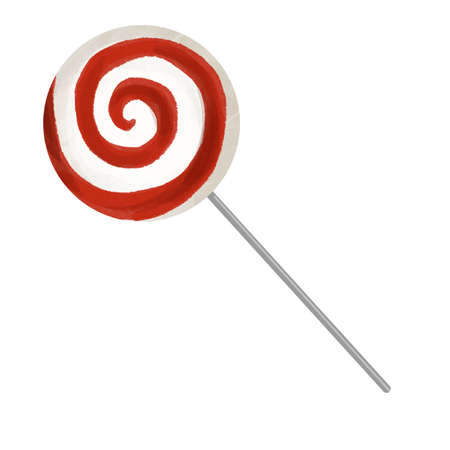 watercolor Christmas lollipop. red candy isolated on a white backgroundの写真素材
