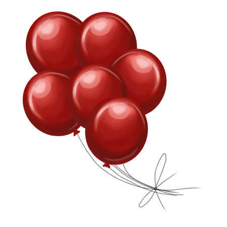 Watercolor red balloon. Isolated on a white backgroundの写真素材