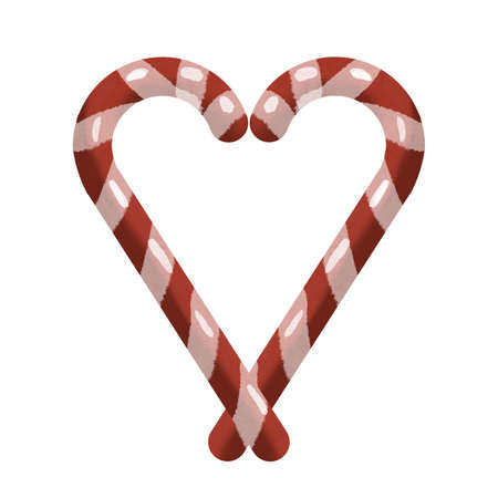 watercolor Christmas lollipop. red candy isolated on a white backgroundの写真素材