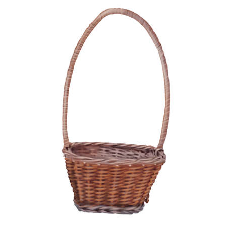 Watercolor set of baskets. empty baskets of white and brown color. Realistic illustrationの写真素材