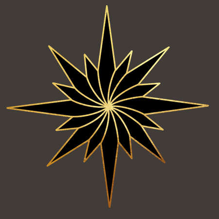 illustration of tarot cards star. graphic illustration with golden lines on a dark backgroundの写真素材