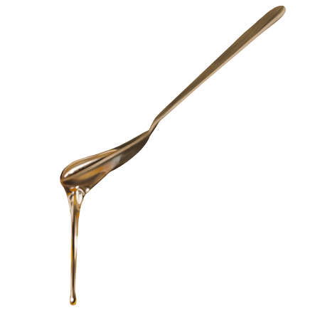 Watercolor honey spoon. a spoonful of honey. Realistic illustrationの写真素材