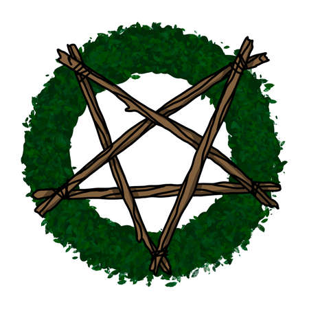 Creepmas. Its a terrible Christmas. Gothic. Pentagram on a Christmas wreathの写真素材