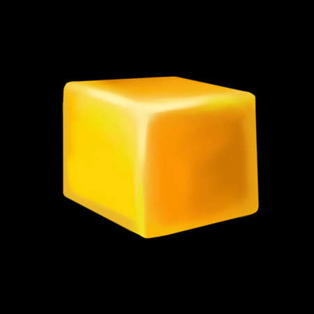Realistic illustration of beeswax. Watercolor yellow wax on a black backgroundの写真素材