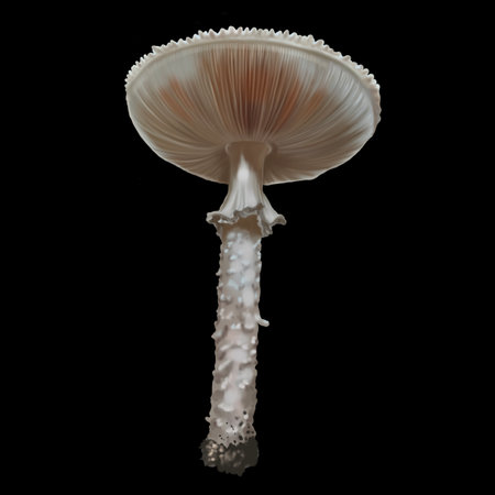 Watercolor realistic mushroom. Beautiful mushroom Blusher. White mushroomsの写真素材