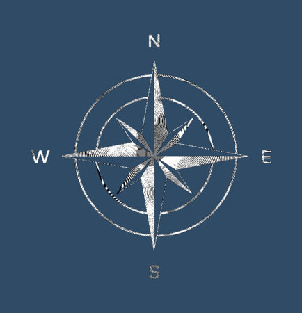 Engraving of the Wind Rose. Realistic illustration of the wind rose. Black and white drawingの写真素材