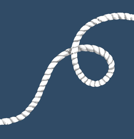 Rope engraving. Realistic illustration of the rope. Black and white drawingの写真素材