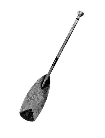 Oar engraving. Realistic illustration of a paddle. Black and white drawingの写真素材