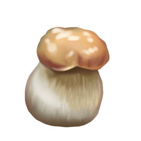 Watercolor white mushroom. Realistic edible mushroom. Botanical illustrationの写真素材