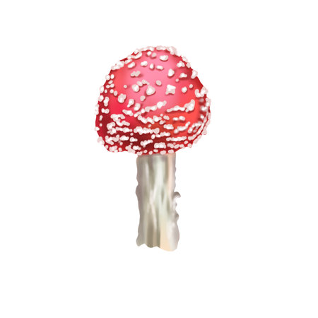 Watercolor red fly agaric. Realistic fly agaric mushroom. Poisonous mushroomの写真素材