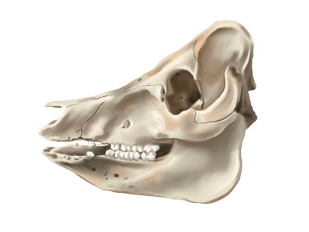 Watercolor illustration of a pig skull. realistic animal skullの写真素材