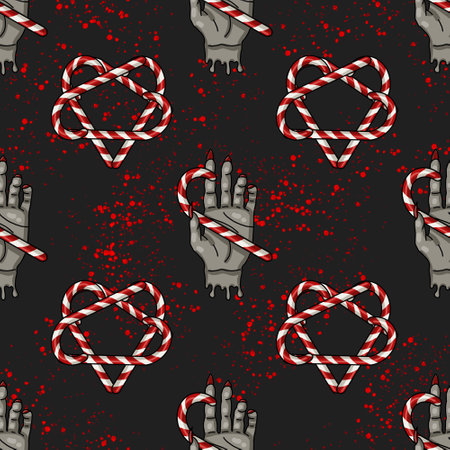 Creepmas digital paper. Its a terrible Christmas seamless pattern. Gothic.の写真素材