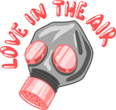 gas mask. Creepy Valentine clipart, Spooky Valentine, Pastel Goth digital stickers, Alternative Valentine day vector EPS10のイラスト素材