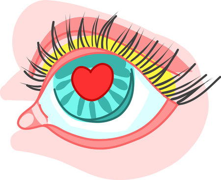 in the eye of the heart, Creepy Valentine clipart, Spooky Valentine, Pastel Goth digital stickers, Alternative Valentine day vector EPS10のイラスト素材