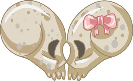 kissing cherepas, Creepy Valentine clipart, Spooky Valentine, Pastel Goth digital stickers, Alternative Valentine day vector EPS10のイラスト素材