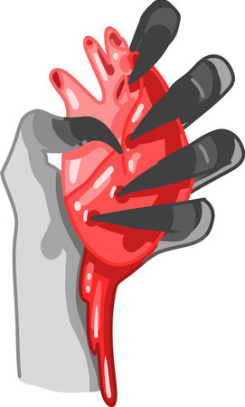 the witchs hand squeezes the heart, Creepy Valentine clipart, Spooky Valentine, Pastel Goth digital stickers, Alternative Valentine day vector EPS10のイラスト素材
