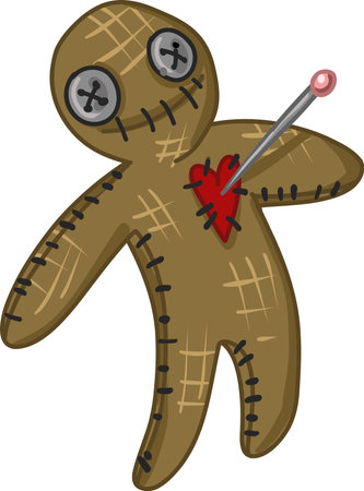 voodoo doll, Creepy Valentine clipart, Spooky Valentine, Pastel Goth digital stickers, Alternative Valentine day vector EPS10のイラスト素材