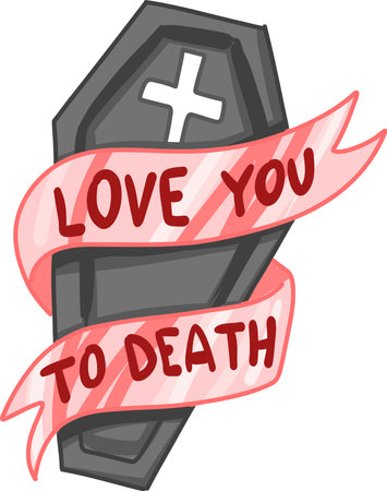 gift with blood, Creepy Valentine clipart, Spooky Valentine, Pastel Goth digital stickers, Alternative Valentine day vector EPS10のイラスト素材