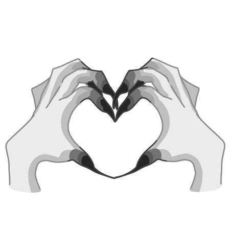 heart-shaped witch hands, Creepy Valentine clipart, Spooky Valentine, Pastel Goth digital stickers, Alternative Valentine day vectorのイラスト素材