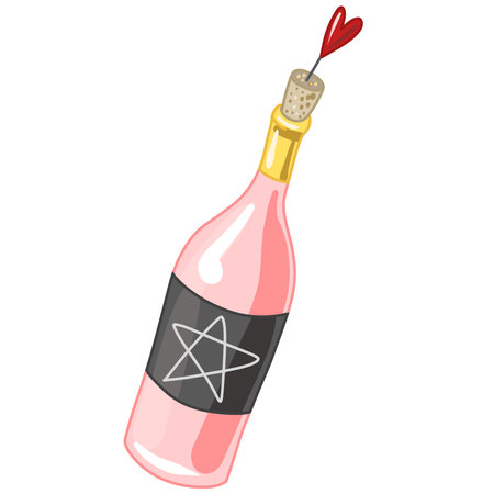 bottle, Creepy Valentine clipart, Spooky Valentine, Pastel Goth digital stickers, Alternative Valentine day vectorのイラスト素材