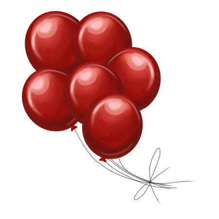 Watercolor red balloon. Isolated on a white backgroundの写真素材