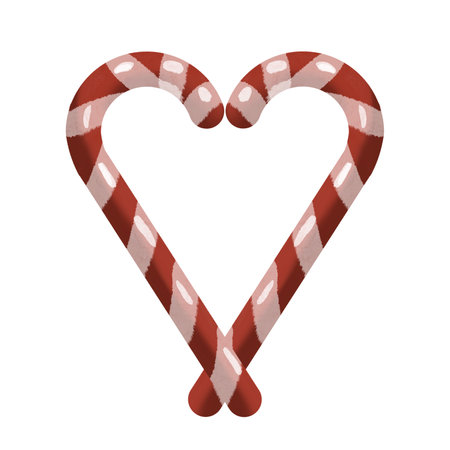 watercolor Christmas lollipop. red candy isolated on a white backgroundの写真素材