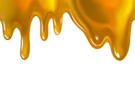 Seamless pattern of flowing honey. Realistic watercolor illustration of honeyの写真素材