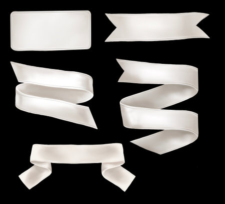 a set of white ribbons for the banner and inscriptions. Watercolor ribbonsの写真素材