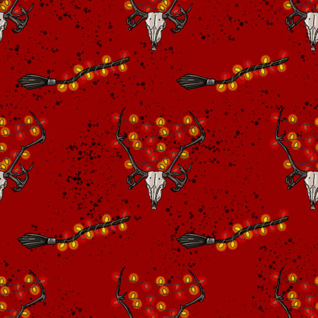 Creepmas digital paper. Its a terrible Christmas seamless pattern. Gothic.の写真素材