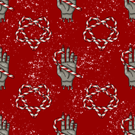 Creepmas digital paper. Its a terrible Christmas seamless pattern. Gothic.の写真素材