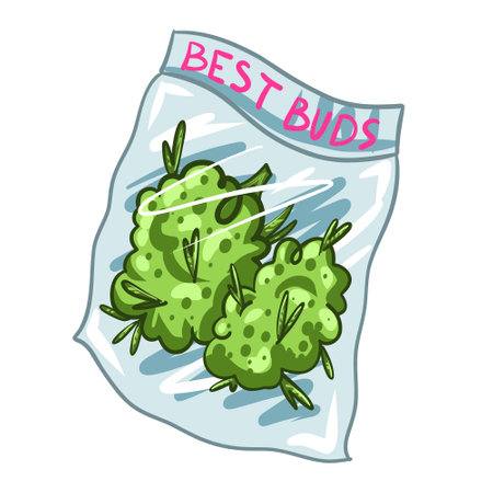 Best Buds. Cannabis cones. Marijuana Branch, Vector Illustration of Medical Weedのイラスト素材