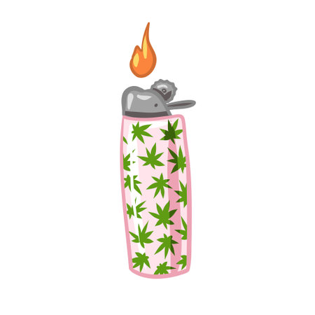 lighter for smoking. lighter with cannabis. smoke weed vectorのイラスト素材