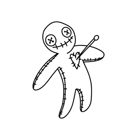 voodoo doll, Creepy Valentine clipart, Spooky Valentine, Goth digital stickers, Alternative Valentine day vectorのイラスト素材