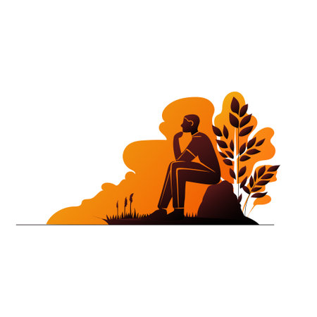 vector illustration of a man. the person is sittingのイラスト素材