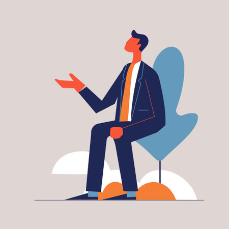 vector illustration of a man. the person is sittingのイラスト素材