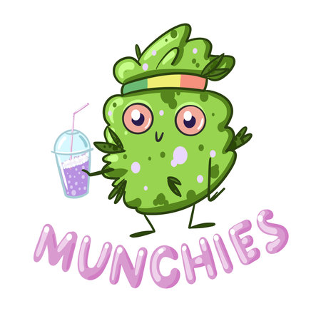 Cute marijuana. The character is cute Marijuhanna. Vector flat illustrationのイラスト素材