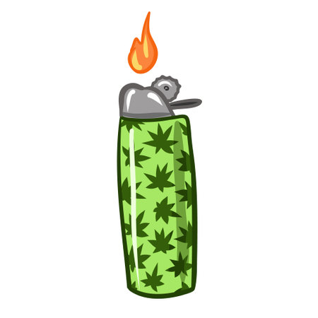 lighter for smoking. lighter with cannabis. smoke weed vectorのイラスト素材