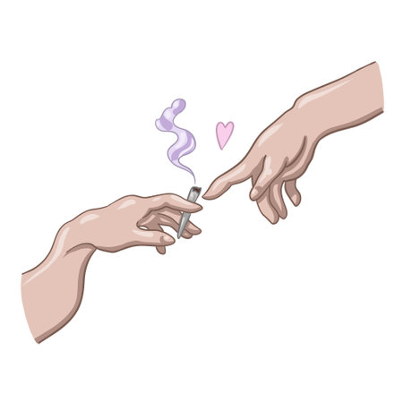 cannabis hands of Michelangelo. smoking pipe with marijuana. legalize cannabis vectorのイラスト素材