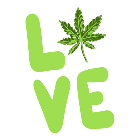 Love marijuana. Love the cannabis inscription. vector illustration of a phrase with weedのイラスト素材
