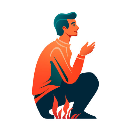vector illustration of a man. the person is sittingのイラスト素材