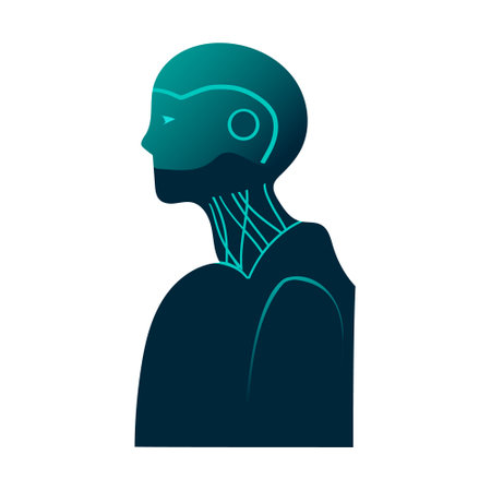 Vector illustration of a robot. artificial intelligence Chat bot human helper.のイラスト素材