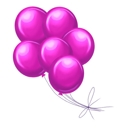 Watercolor balloon. Realistic illustration of pink balloonsの写真素材