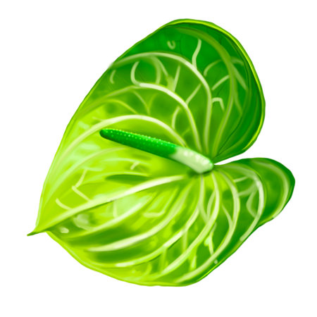 Realistic green anthurium. Watercolor wedding illustration of a flowerの写真素材