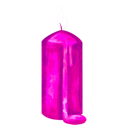 Watercolor illustration pink candle. pink paraffin candle. Romanceの写真素材
