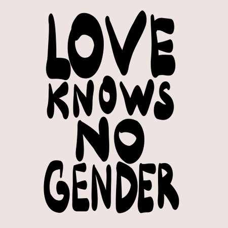 Love knows no gender. The phrase is the color of the rainbow. Vector lettering of the Pride parade. LGBT communityのイラスト素材